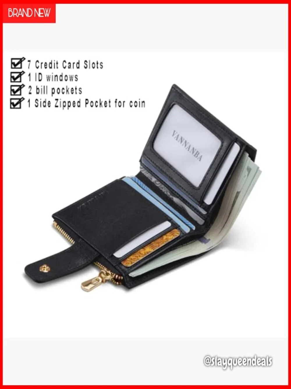 Genuine Leather Bifold Wallet RFID Blocking Compact Zipper Front Pocket